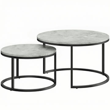 Salontafelset 2-delig, stapelbaar | Kleur: Grijs | Afmetingen: 78,5x78,5x46,5 cm