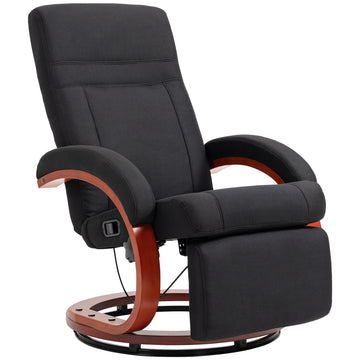 Relaxfauteuil met ligfunctie en voetensteun | Kleur: Zwart | Afmetingen: 68x86x100 cm