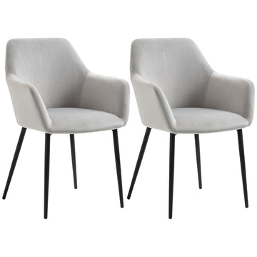 Set van 2 eetkamerstoelen - Fluwelen stoelen | Kleur: Beige | Afmetingen: 57x54x80 cm