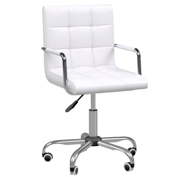 Bureaustoel - Ergonomische PU-lederen kantoorstoel | Kleur: Wit | Afmetingen: 52.5x54x84-99 cm