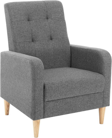 Oorfauteuil met armleuningen en massiefhouten poten | Donkergrijs | 68x73,5x90,5 cm