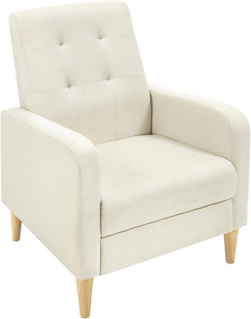 Oorfauteuil met armleuningen en massief houten poten | Beige | 68x73,5x90,5 cm