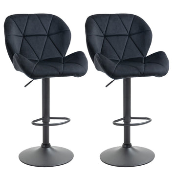 2 draaibare barkrukken | Kleur: Zwart | Afmetingen: 51,5x57,5x93-114,5 cm