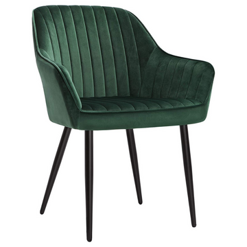 Eetkamerstoel modern fluweel met metalen poten groen 62,5 x 60 x 85 cm