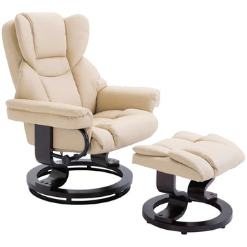 Relaxfauteuil met voetenbank | Kleur: Crème | Afmetingen: 79x80x100 cm