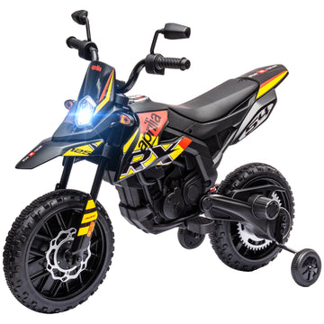12V kindermotor met zijwielen, LED en muziek | Kleur: Geel | Afmetingen: 56x106.5x80 cm