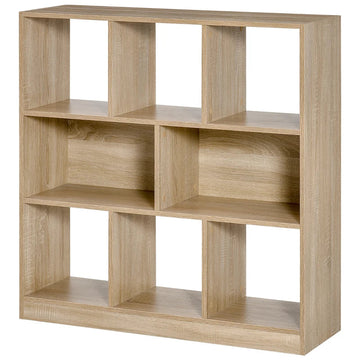 Boekenkast - 3 planken, 8 vakken | Kleur: Eiken | Afmetingen: 97,5x30x100 cm