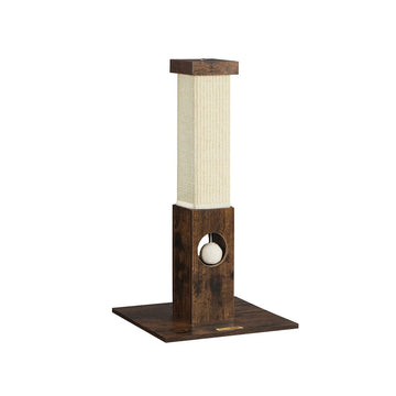 Krabpaal met speeltjes - krabboom - sisaltouw - vintage bruin - 38 x 38 x 73 cm