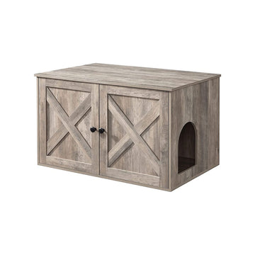 Kattenbakmeubel met deuren - verborgen kattenbak - hout - greige - 80 x 53 x 49,2 cm