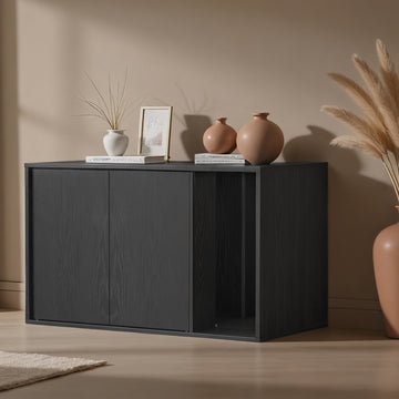 Kattenkast met druk-open deuren voor grote katten | Zwart | 80x50x50 cm