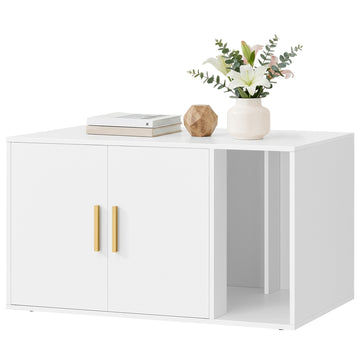 Kattenhuis met uitneembare scheidingswand | Wit | 80x50x45 cm