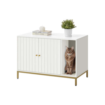 Kattenbakmeubel met krabmat - stijlvol - 90 x 48 x 61,5 cm - wit