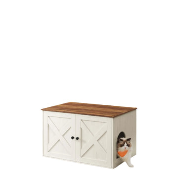 Kattenbakmeubel - bijzettafel - uitneembare scheidingswand - 80 x 53 x 50 cm