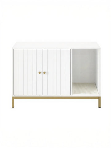 Kattenkast voor kattenbak | Wit-goud | 50x80x55 cm