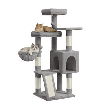 Krabpaal 136 cm hoog met 3 platforms | Hellgrijs | 48x48x136 cm