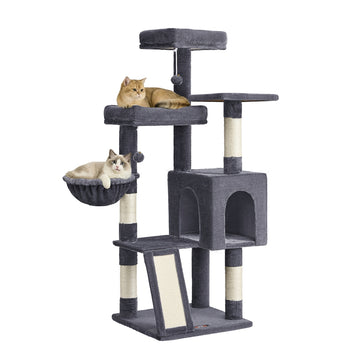 Krabpaal 136 cm met 3 platformen | Rookgrijs | 48x48x136 cm