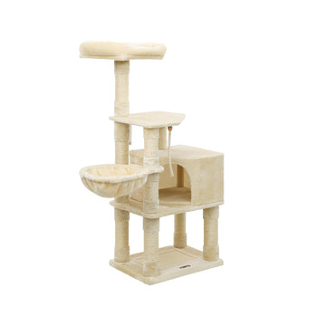 138 cm kattenkrabpaal - krabboom - kattentoren - beige - 55 x 40 x 138 cm