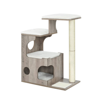 Katten krabpaal - kattentoren - sisal - pluche - grijswit - 66 x 40 x 86 cm