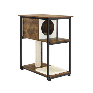 Kattenkrabpaal met opbergruimte - rustiek bruin - 59 x 36 x 67 cm