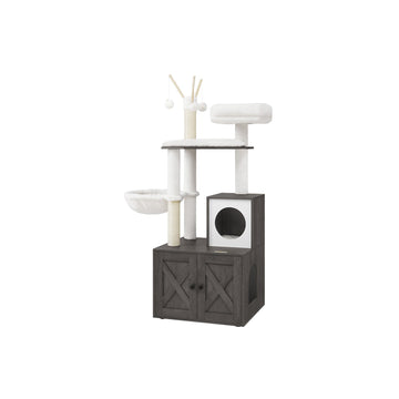 Kattenkrabpaal 2-in-1 - Krabtoren van spaanplaat en pluche - 151 cm