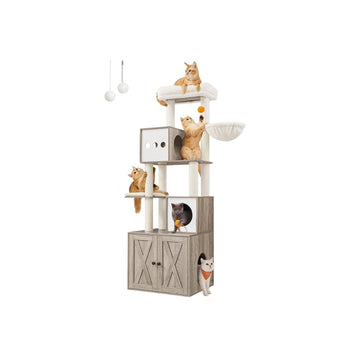 Kattenboom 2-in-1 met krabpaal - pluche - sisal - stevig - 60 x 52 x 185 cm
