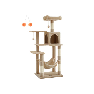Grote kattenkrabpaal voor 4 katten - pluche, sisal - 55 x 45 x 143 cm - 40 kg
