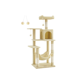 Kattenboom met sisal krabpalen, pluche, 143 cm, beige