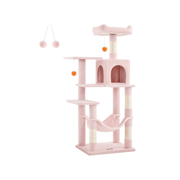 Kattenkrabpaal - Kattenboom met sisal en pluche - 55 x 45 x 143 cm - Pastelroze