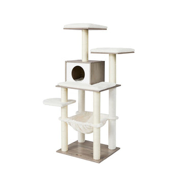 Kattenboom met plateaus en krabpaal - greige - sisal - 55 x 45 x 138 cm