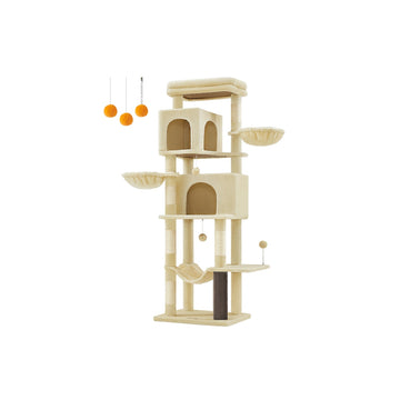 Kattenkrabpaal - kattenboom - krabpaal - spaanplaat - pluche - sisal - 57 x 45 x 175 cm