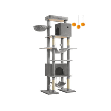 Krabpaal 201 cm - kattenboom - sisal, pluche, spaanplaat - 78 x 48 x 201 cm - lichtgrijs platform