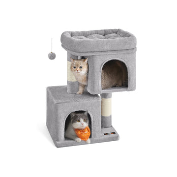 Kattenkrabpaal - Sisal en pluche - Kantelbeveiliging - Lichtgrijs - 40 x 30 x 67 cm