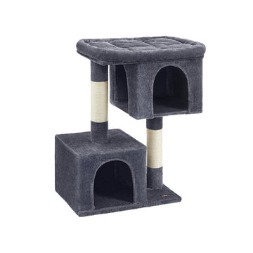 Kattenboom met krabpaal - Pluche en sisal - Anti-kantel - Rookgrijs - 68 x 48 x 101 cm