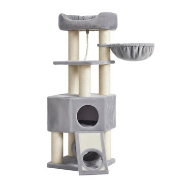 Grote kattenboom met krabpaal en grot | Greige | 53x80x49,2 cm