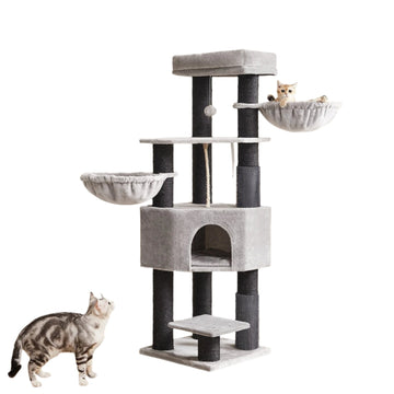 Kattenkrabpaal speelcentrum met zelfverwarmende deken – 50 x 50 x 160 cm
