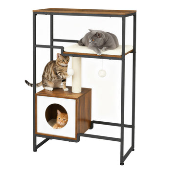 Kattenkrabpaal met opbergruimte | Vintagebruin | 74x34x114 cm