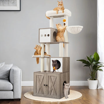 Kattenkrabpaal met sisal - stimuleert spelen - 60 x 52 x 185 cm