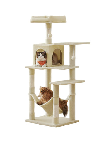 Kattenboom met krabpaal, sisal & pluche, 143 cm - 55 x 45 x 143 cm