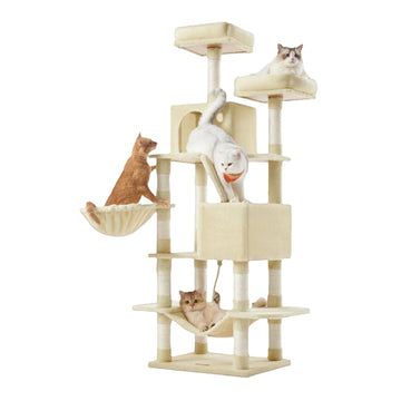 Katten krabpaal - Activiteitentoren - Klimpaal - 13 krabpalen - 168 cm - 55x45x168 cm