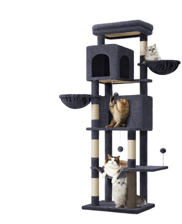 Kattenkrabpaal - Meerdere verdiepingen - 2 holen - Sisal - 57 x 45 x 175 cm