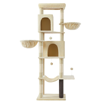 Kattenkrabpaal 190 cm met 2 holen | Beige | 48x59x190 cm