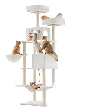 Krabpaal 206 cm hoog - klimtoren voor katten - 13 palen - houtvezelplaat