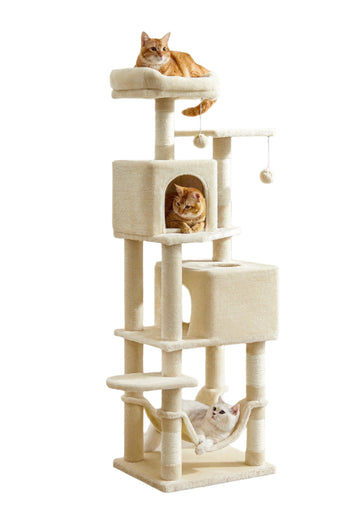 Kattenkrabpaal - Kattenboom - Pluche - 155 cm, sisal & spaanplaat, stabiel