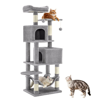 155 cm kattenkrabpaal - pluche & sisal - grijs