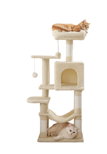 Kattenboom met meerdere niveaus - krabpaal, grot & hangmat - 45 x 35 x 112 cm