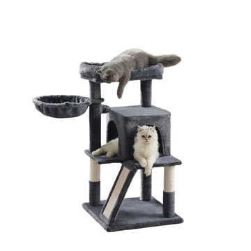 Kattentoren met krabpaal en holen - 48 x 48 x 96 cm - rookgrijs