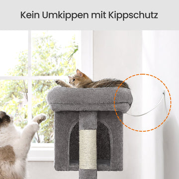 Kattenkrabpaal met groot platform | Lichtgrijs | 32x49x74 cm