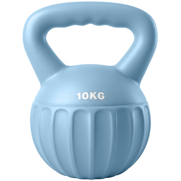 Kettlebell 10 kg voor krachttraining thuis | Kleur: Blauw | Afmetingen: 21x21x27 cm
