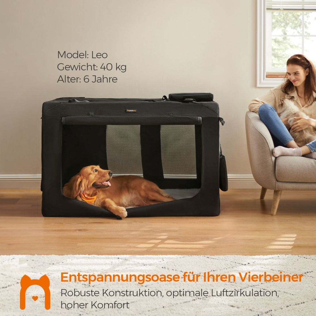 XXXL Hondenbench Zwart - Metalen Frame - Oxfordstof - 122 x 79 x 79 cm - Opvouwbaar