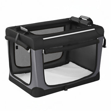 Vouwbare transportbox voor kleine honden met netdeuren en zakken | Zwart | 60x42x42 cm